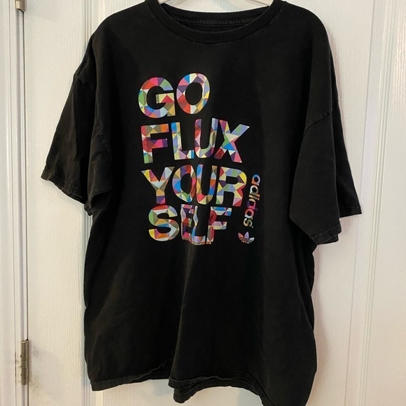 Adidas Go Flux Yourself T-Shirt Mens XL Black Cotton Comedy Crewneck Tee grunge - Picture 1 of 9